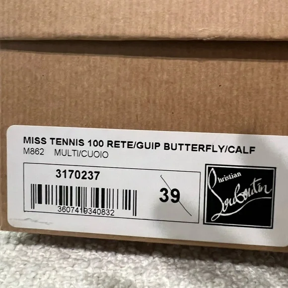 Christian Louboutin Miss Tennis 100 Butterfly Embroidered Mesh Booties 39 - Picture 6 of 7